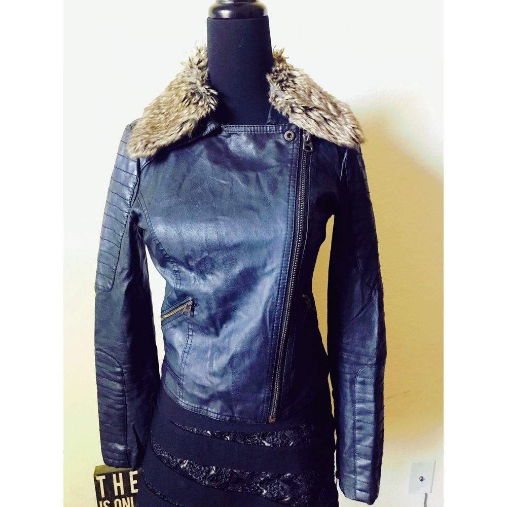 Top shop fax leather jacket size 2